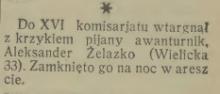 Pijany awanturnik wtargnął do komisariatu. 1926.