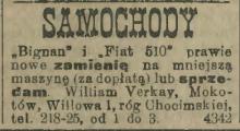 Samochody zamienię, 1926