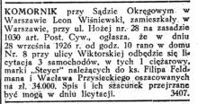 Licytacja na Wiktorskiej, 1926