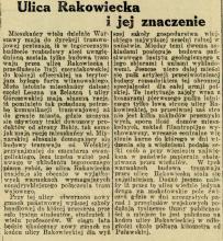 Znaczenie Rakowieckiej, 1927