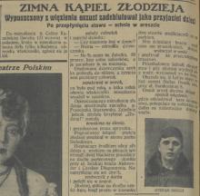 Zimna kąpiel złodzieja, 1927