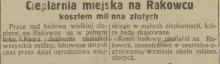 Cieplarnia na Rakowcu. Projekt. 1928
