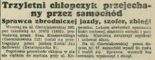 Chłopczyk przejechany, 1930
