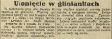 Utonięcie w gliniankach. Szustra 31. 1930.