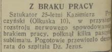 Z braku pracy, 1931