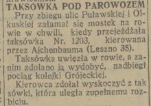 Taksówka pod parowozem, 1931