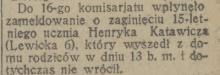 Zaginięcie, 1932