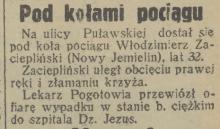 Pod kołami, 1932