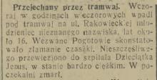 Przejechany przez tramwaj, 1934
