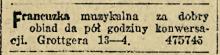 Za dobry obiad, 1935