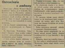 Ostrzeżenie z ambony, 1935