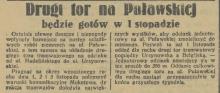 Drugi tor w listopadzie. Puławska. 1935