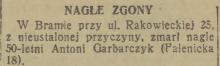 Zmarł nagle, 1936