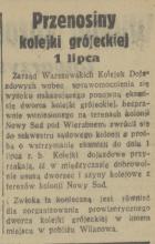 Przenosiny kolejki, 1936