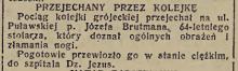 Przejechany przez kolejkę, 1936