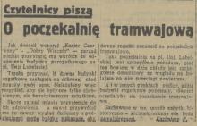 O poczekalnię tramwajową, 1936