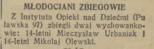 Młodociani zbiegowie, 1937