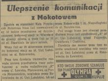 Ulepszenie komunikacji, 1937