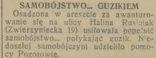 Samobójstwo guzikiem, 1937