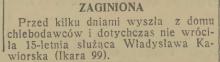 Zaginiona, 1937