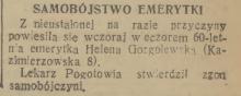 Samobójstwo emerytki, 1937