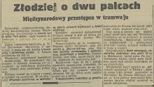 Złodziej o dwu palcach, 1938