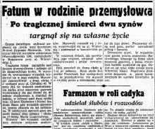 Fatum w rodzinie przemysłowca, 1938