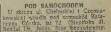 Pod samochodem, 1938