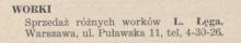 Sprzedaż worków, 1938
