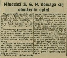 Studenci protestują i domagają się obniżenia opłat. SGH. 1938.