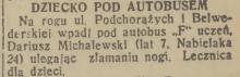 Dziecko pod autobusem, 1938