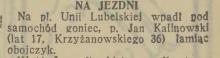 Na jezdni, 1939
