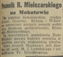 Pomnik Mielczarskiego, 1939
