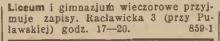 Zapisy do liceum, 1945